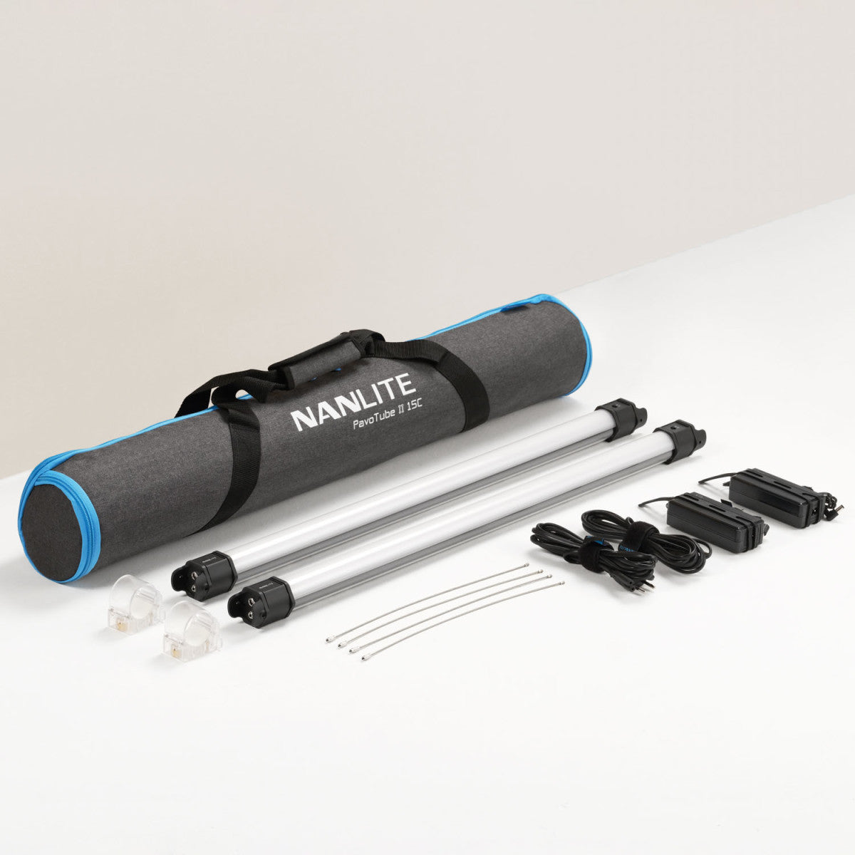 Nanlite PavoTube II 15C 2' LED Tube Lights with AC Chargers, Mounts, and Case 2 Light Kit